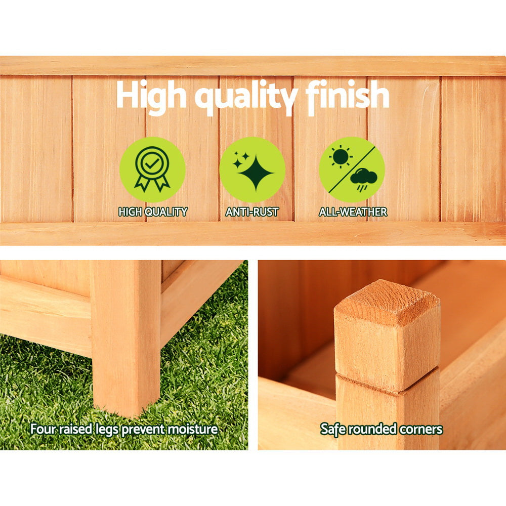 RYNX | Raised Wooden Planters Outdoor Box Vegetables 90X30X33Cm