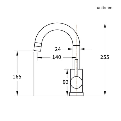 Rynx | Stainless Steel Low Pressure Basin Mixer Brushed Single Lever Faucet Bathroom