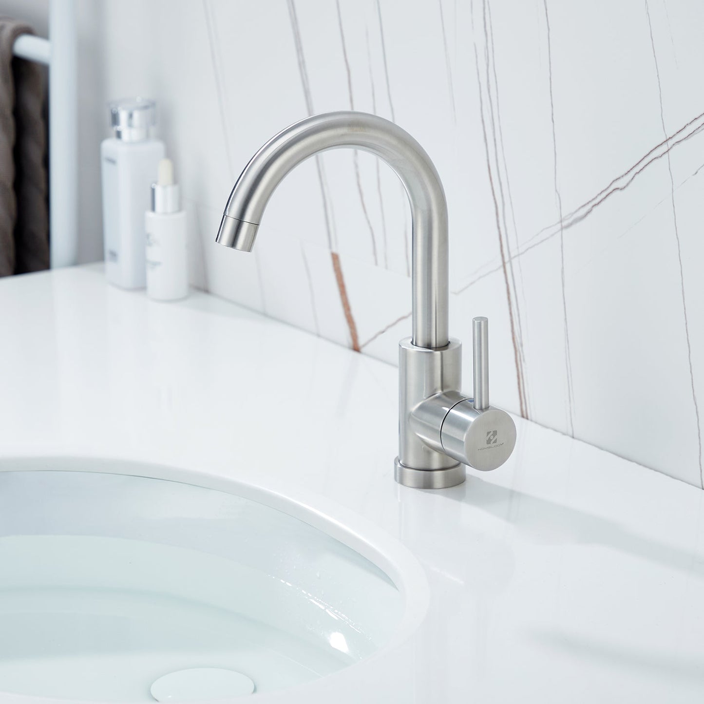 Rynx | Stainless Steel Low Pressure Basin Mixer Brushed Single Lever Faucet Bathroom