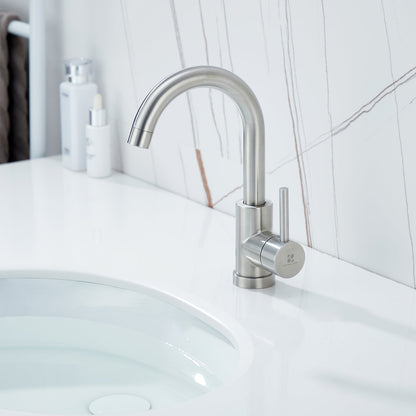Rynx | Stainless Steel Low Pressure Basin Mixer Brushed Single Lever Faucet Bathroom