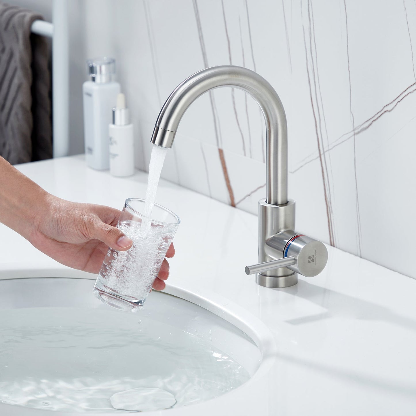 Rynx | Stainless Steel Low Pressure Basin Mixer Brushed Single Lever Faucet Bathroom