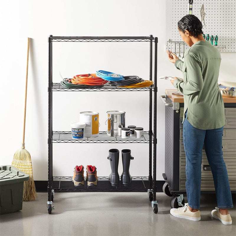 Rynx | 1400LBS Garage Storage Rack 4 Tier Garage Shelving Heavy Duty Steel Organizer Wire Rack for Storage Warehouse Pantry Closet