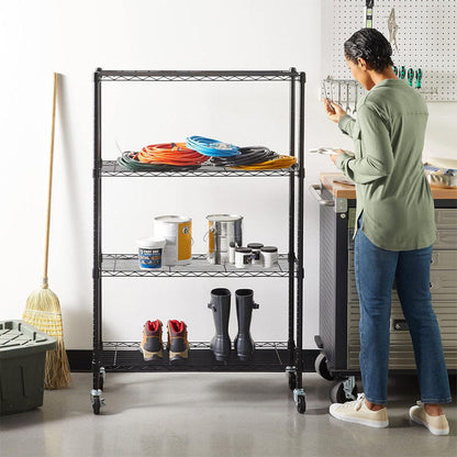 Rynx | 1400LBS Garage Storage Rack 4 Tier Garage Shelving Heavy Duty Steel Organizer Wire Rack for Storage Warehouse Pantry Closet