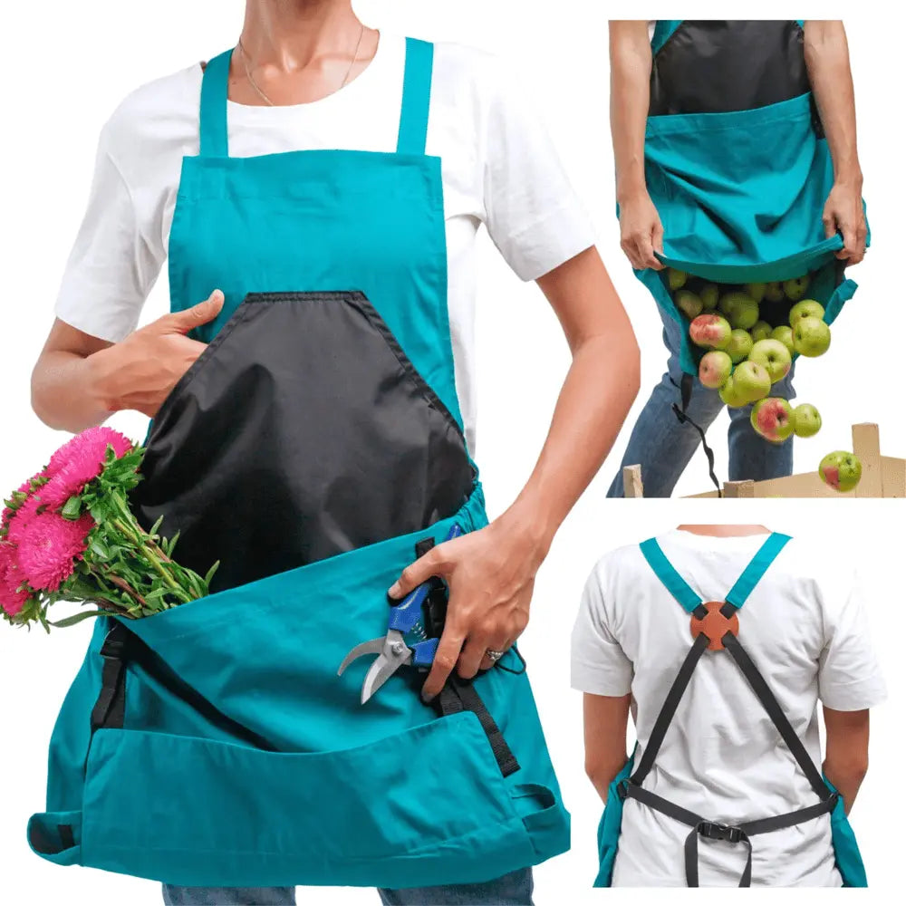 Rynx | Gardening apron with cross straps – Large emptying pocket & breast pocket