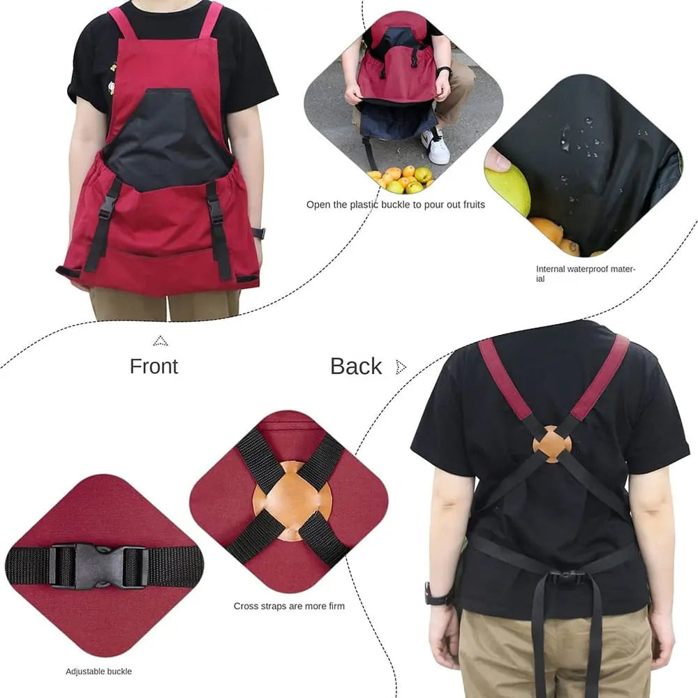 Rynx | Gardening apron with cross straps – Large emptying pocket & breast pocket
