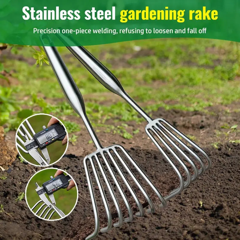 Rynx | Garden rake made of stainless steel — Sturdy hand rake with non-slip grip