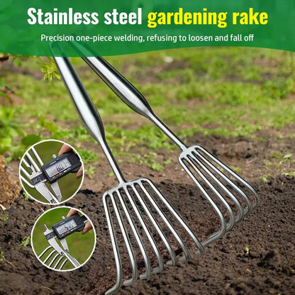 Rynx | Garden rake made of stainless steel — Sturdy hand rake with non-slip grip