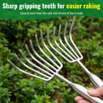 Rynx | Garden rake made of stainless steel — Sturdy hand rake with non-slip grip