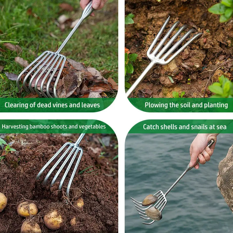 Rynx | Garden rake made of stainless steel — Sturdy hand rake with non-slip grip