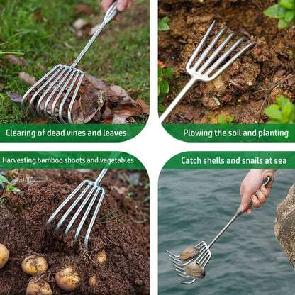 Rynx | Garden rake made of stainless steel — Sturdy hand rake with non-slip grip