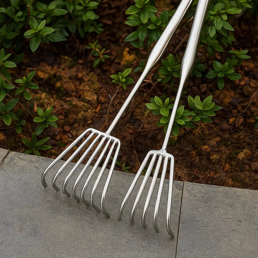 Rynx | Garden rake made of stainless steel — Sturdy hand rake with non-slip grip