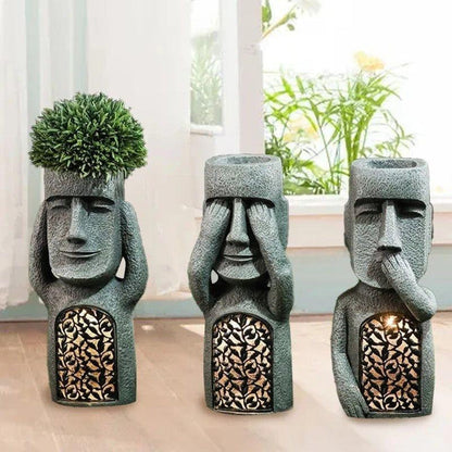 Rynx | Garden Decor - Artistic Flower Pot with Solar LED Light