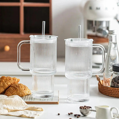 Rynx | Ribbed Borosilicate Glass Cup — Heat Resistant with Spill PRedection
