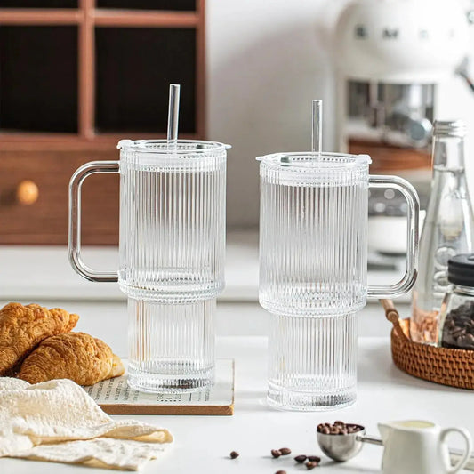 Rynx | Ribbed Borosilicate Glass Cup — Heat Resistant with Spill PRedection