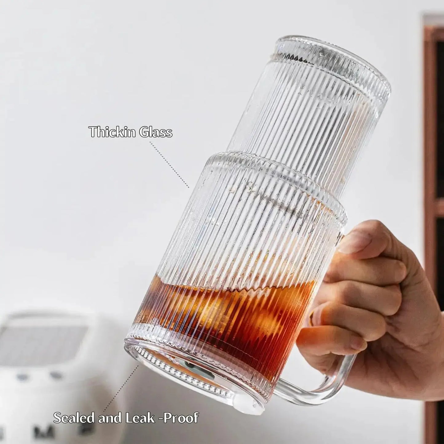 Rynx | Ribbed Borosilicate Glass Cup — Heat Resistant with Spill PRedection