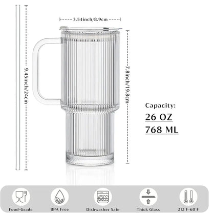 Rynx | Ribbed Borosilicate Glass Cup — Heat Resistant with Spill PRedection