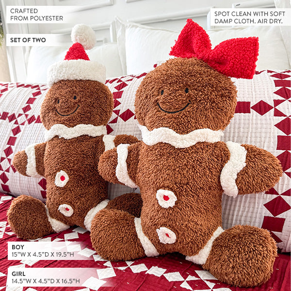 Rynx | Boy and girl gingerbread Christmas cushions, set of 2