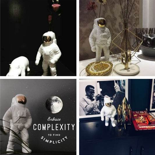 Rynx | AstroVase Gold Space Man Ceramic Vase | Astronaut Sculpture | Creative Decor for Home & Garden