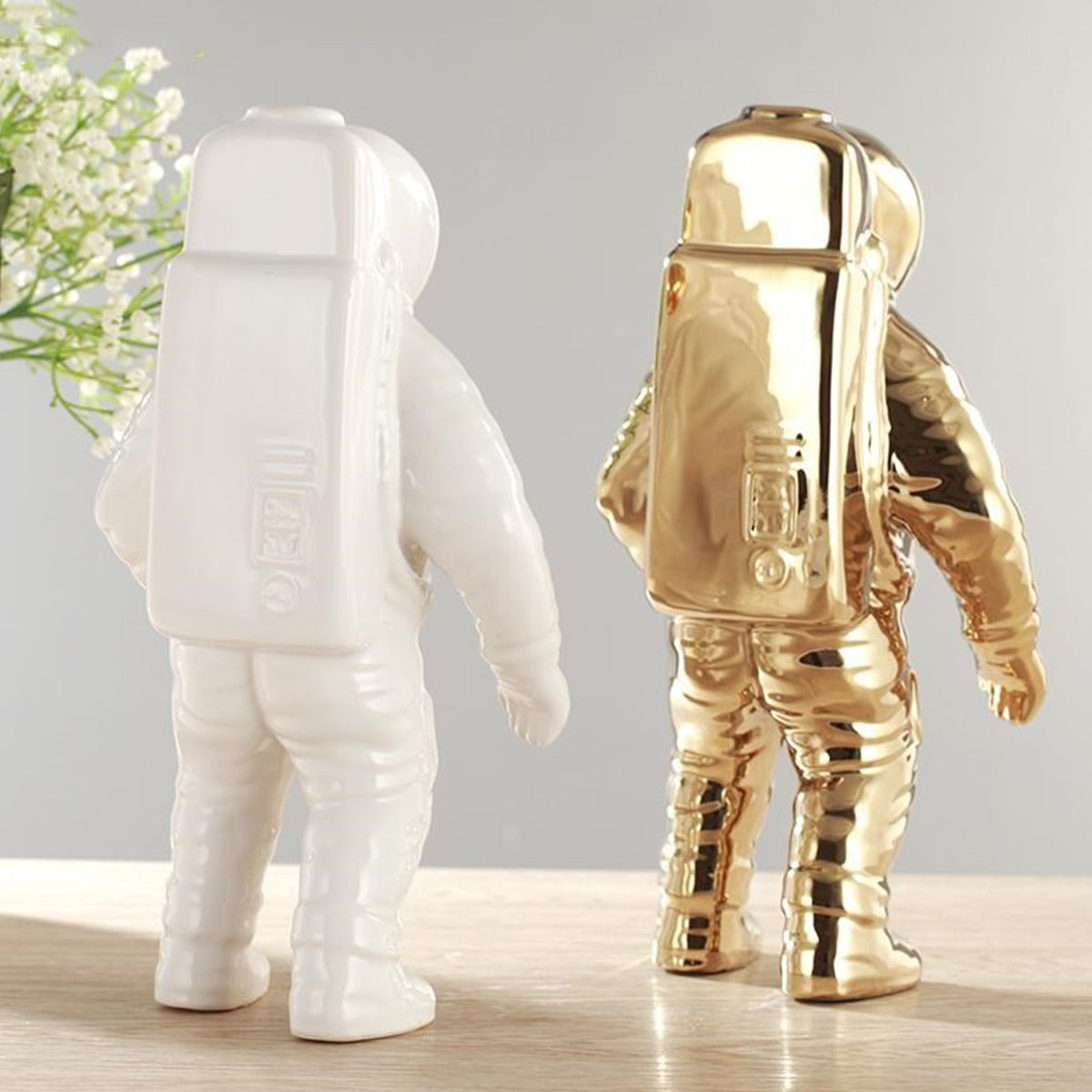 Rynx | AstroVase Gold Space Man Ceramic Vase | Astronaut Sculpture | Creative Decor for Home & Garden