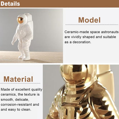 Rynx | AstroVase Gold Space Man Ceramic Vase | Astronaut Sculpture | Creative Decor for Home & Garden