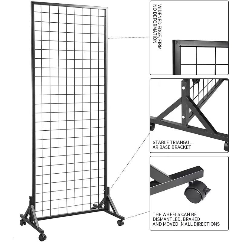 Rynx | Retail Display Stand Grid Wall Panels 2 Packs With T-Base Metal Gridwall Panel Display Rack Home Furniture Customized