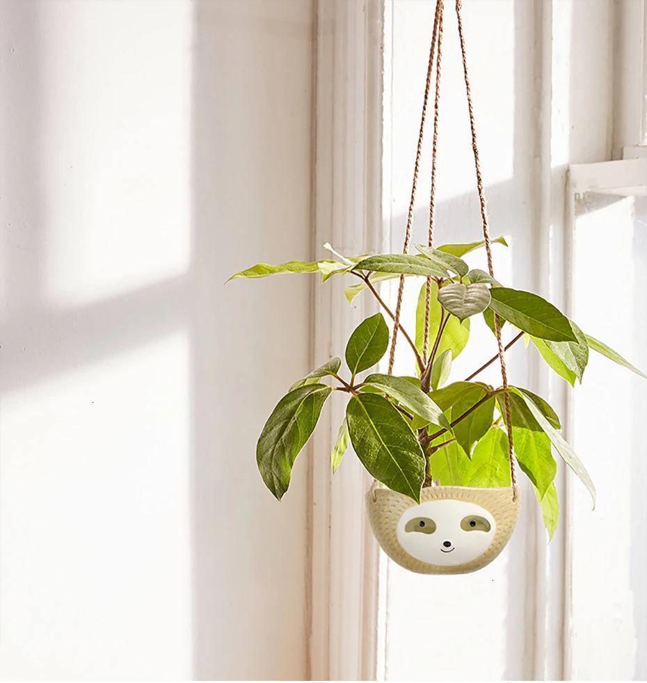 Rynx | ChillPaws Hanging Ceramic Planter for Succulents | Sloth Design | Stylish Decor for Home & Garden