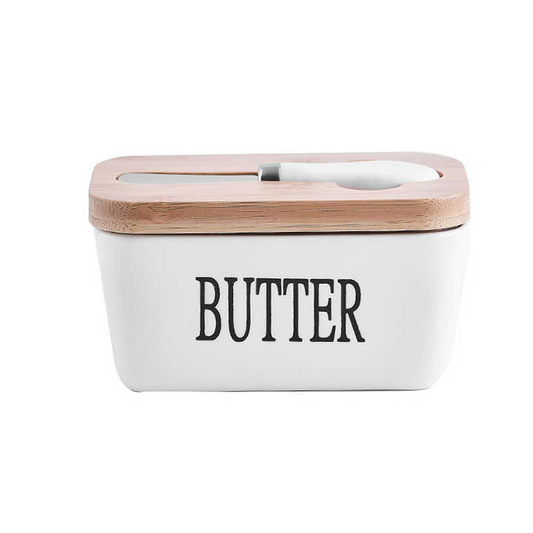 Rynx | Rectangular Ceramic Butter Dish Sealed Storage Container Western Cheese Jug Butter Glass for Storage for Restaurant 15x8.5 cm