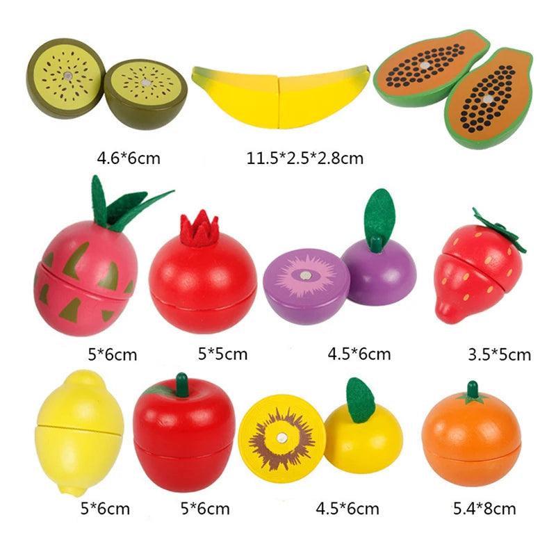 Rynx | Montessori Wooden Kitchen Play Set - Interactive Do-Kergen Toy with Fruit & Vegetable Cutting Set for Children