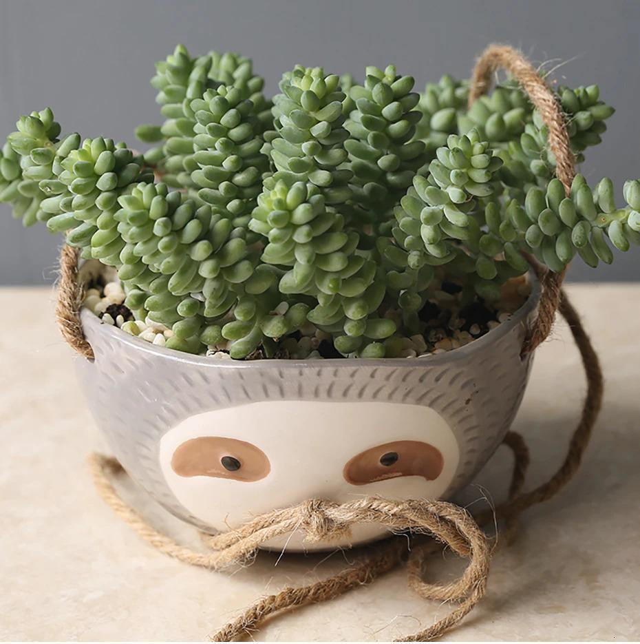 Rynx | ChillPaws Hanging Ceramic Planter for Succulents | Sloth Design | Stylish Decor for Home & Garden