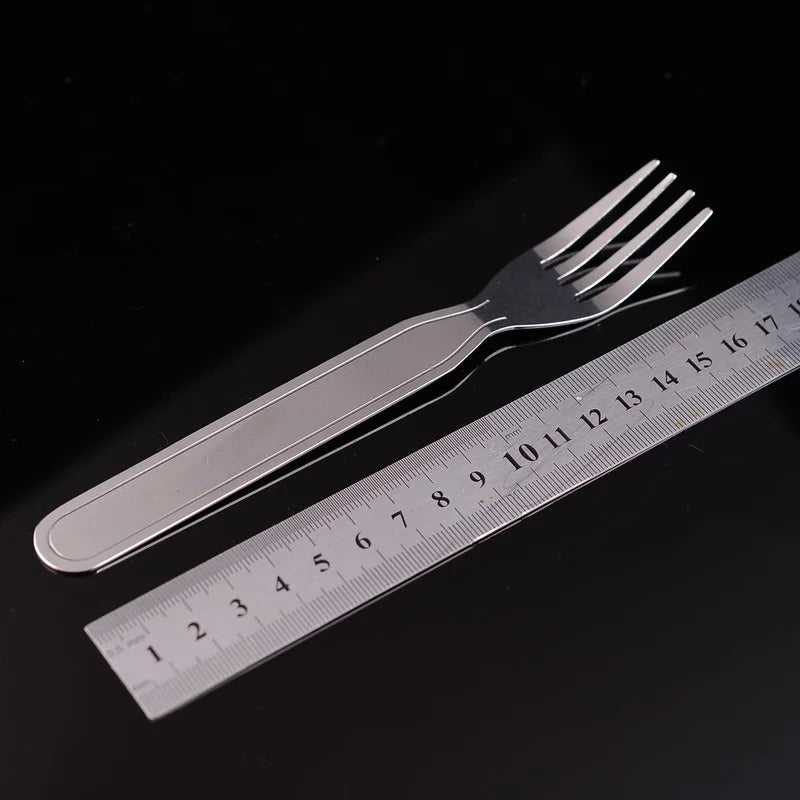 Rynx | 4 Piece Portable Stainless Steel Tableware Set - Foldable Knife, Spoon, Fork, and Utensil for Camping and Cooking