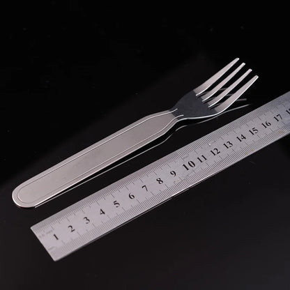 Rynx | 4 Piece Portable Stainless Steel Tableware Set - Foldable Knife, Spoon, Fork, and Utensil for Camping and Cooking