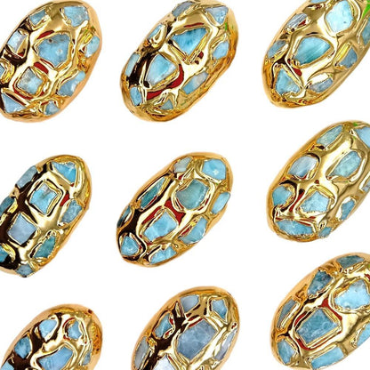 Rynx | Elegant gold-plated blue Larimar pearl set: A touch of luxury for your jewelry creations