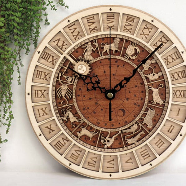 Rynx | 12 Constellations Wood Wall Clock