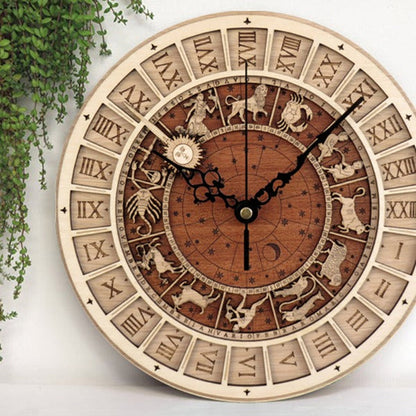 Rynx | 12 Constellations Wood Wall Clock