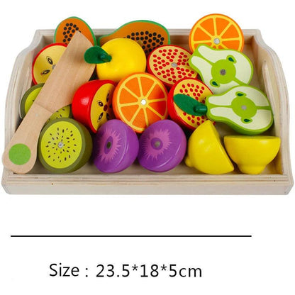 Rynx | Montessori Wooden Kitchen Play Set - Interactive Do-Kergen Toy with Fruit & Vegetable Cutting Set for Children