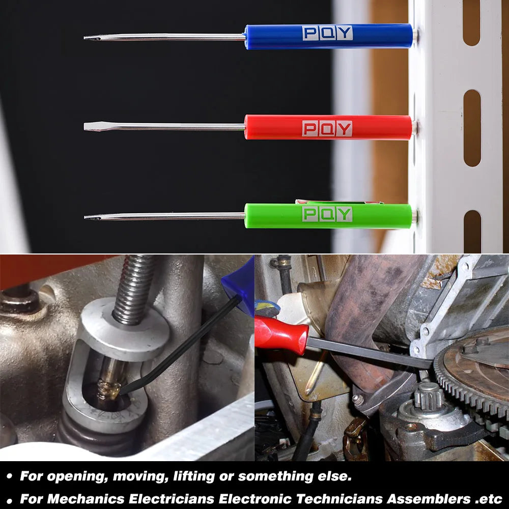 Rynx | Mini Pocket Clips Screwdriver with Strong Magnetic Slotted Tip + Pocket Pry Bar - Short Angled Handy Tool with 4-Sided Grip