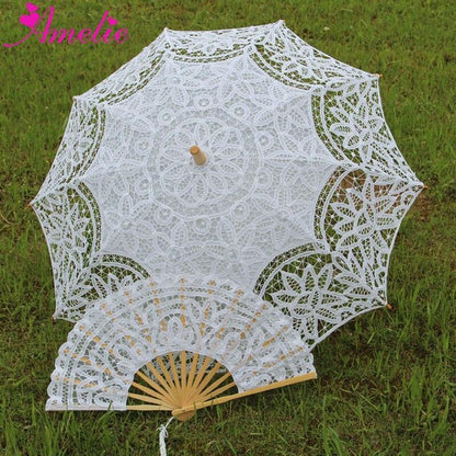 Rynx | Victorian Elegance Bottle Umbrella and Fan Set: Handmade Timeless Beauty A0l38 white