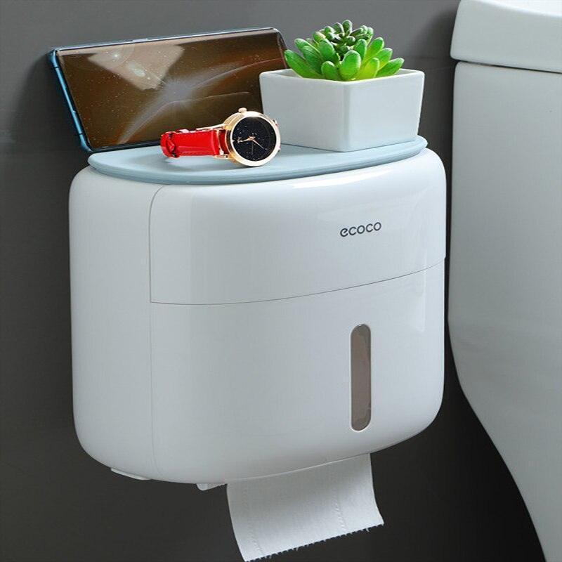 Rynx | Bathroom organizer with phone holder and quick-change toilet paper function