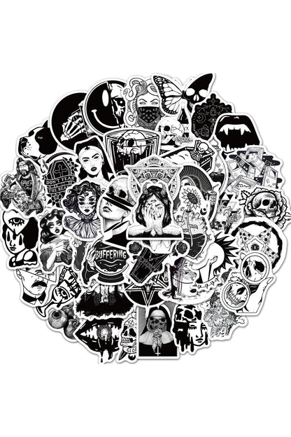 Rynx | Black and white scrapbook stickers