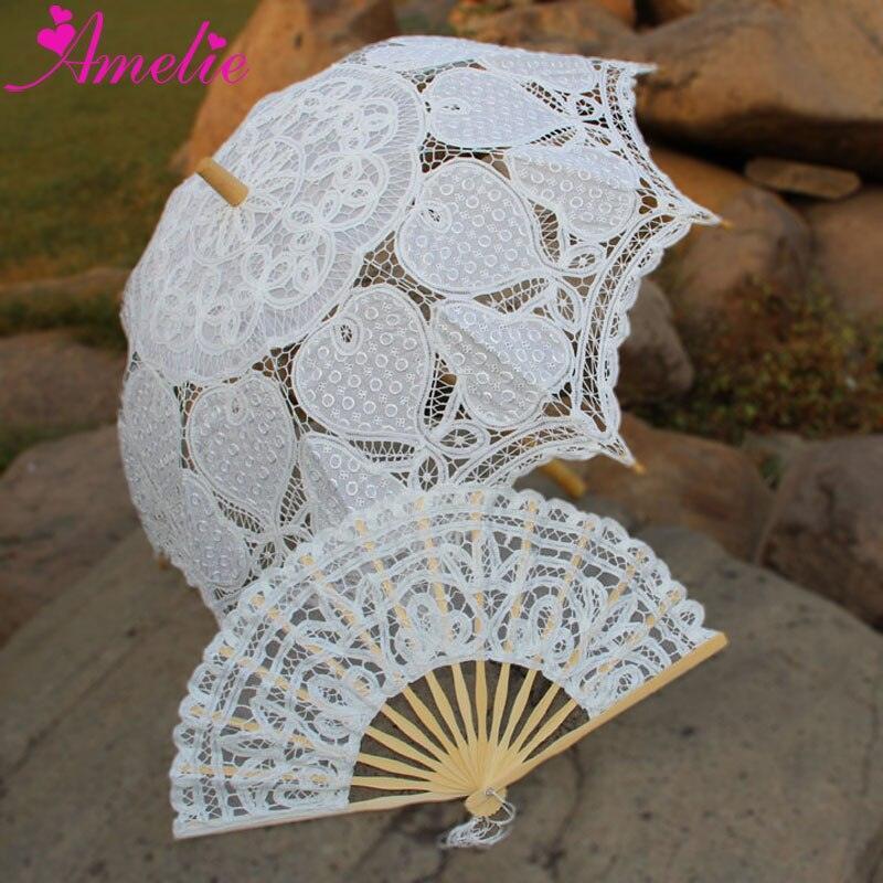 Rynx | Victorian Elegance Bottle Umbrella and Fan Set: Handmade Timeless Beauty A0129 white