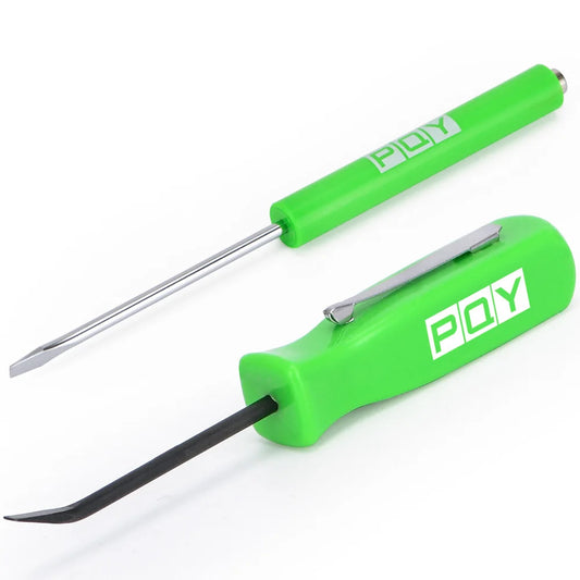 Rynx | Mini Pocket Clips Screwdriver with Strong Magnetic Slotted Tip + Pocket Pry Bar - Short Angled Handy Tool with 4-Sided Grip