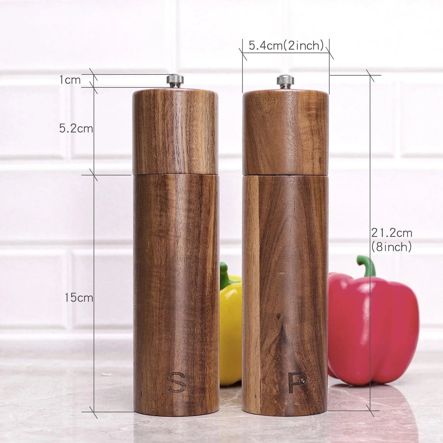 Rynx | Elegant Acacia Wood Spice Mill Duo - Premium Kitchen Spice Mill