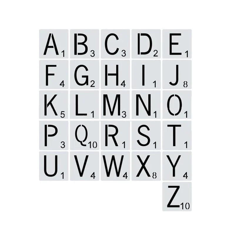 Rynx | 26-piece versatile alphabet stencil set for creative crafting projects and home decor