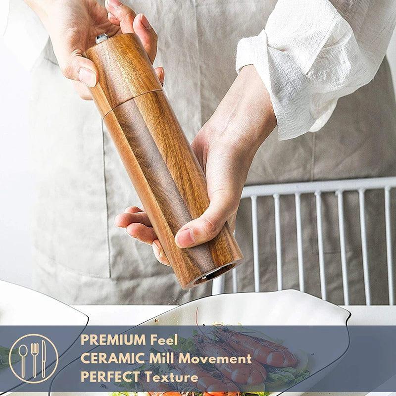 Rynx | Elegant Acacia Wood Spice Mill Duo - Premium Kitchen Spice Mill