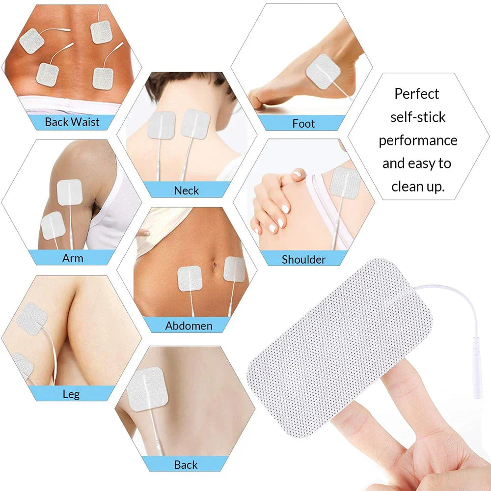 Rynx | Therapeutic TENS Electrode Pads with Conductive Gel - Muscle Stimulator Massage Patches for Physiotherapy Relief & Pressure Pulse Therapy