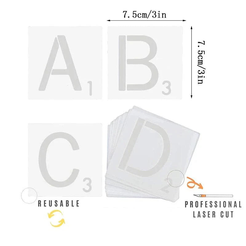 Rynx | 26-piece versatile alphabet stencil set for creative crafting projects and home decor