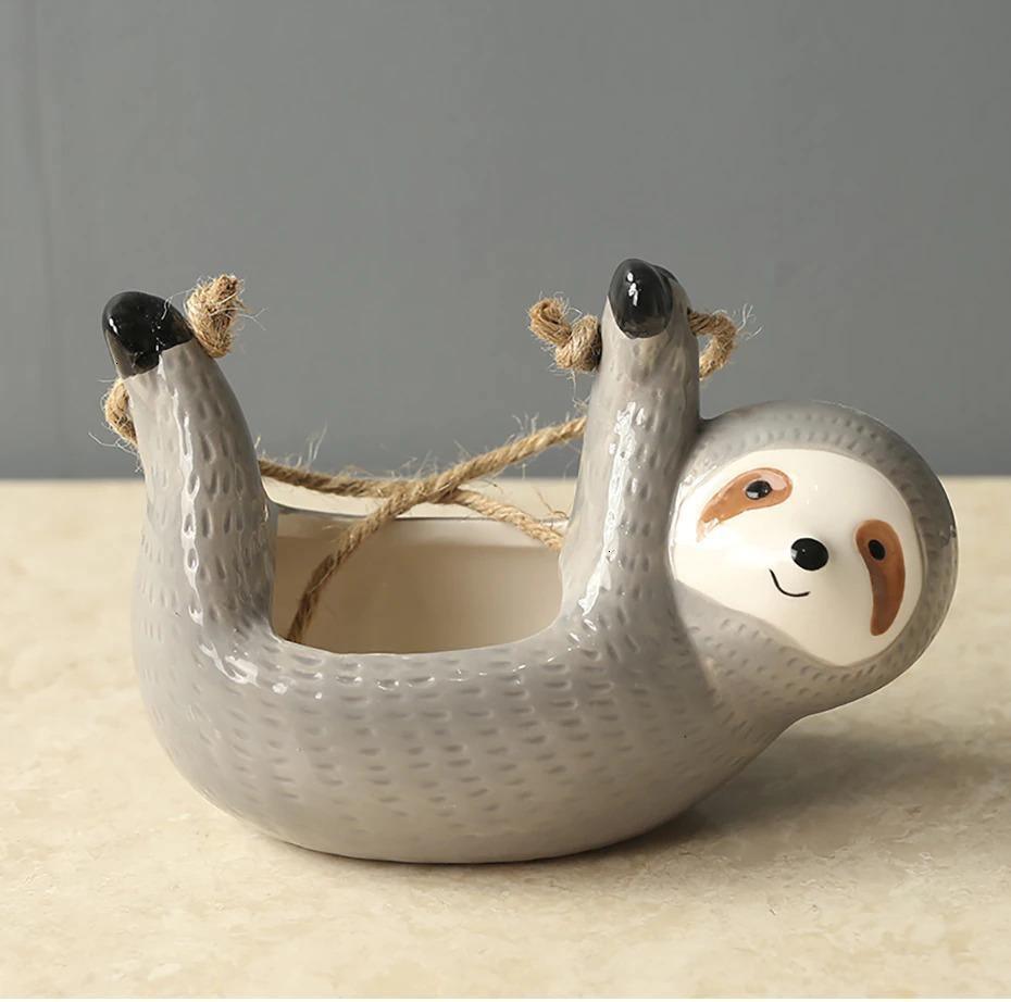 Rynx | ChillPaws Hanging Ceramic Planter for Succulents | Sloth Design | Stylish Decor for Home & Garden