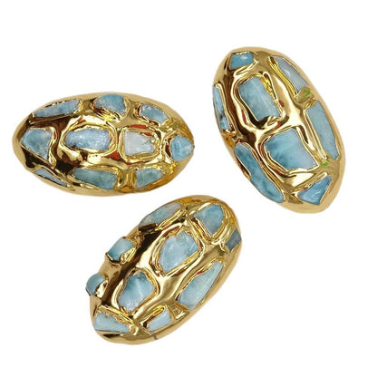 Rynx | Elegant gold-plated blue Larimar pearl set: A touch of luxury for your jewelry creations