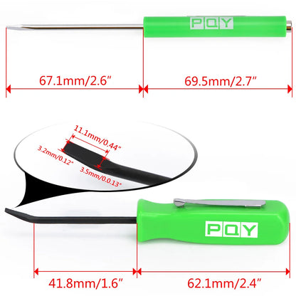 Rynx | Mini Pocket Clips Screwdriver with Strong Magnetic Slotted Tip + Pocket Pry Bar - Short Angled Handy Tool with 4-Sided Grip