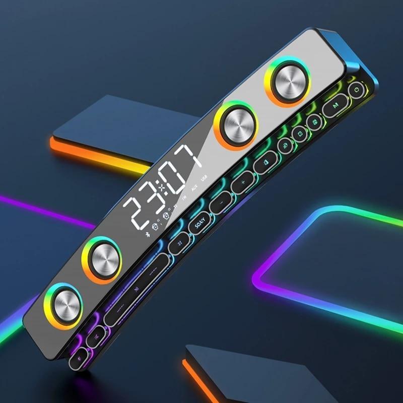 RYNX | Bluetooth Wireless Speaker FM Clock for Gaming Computer Alarm